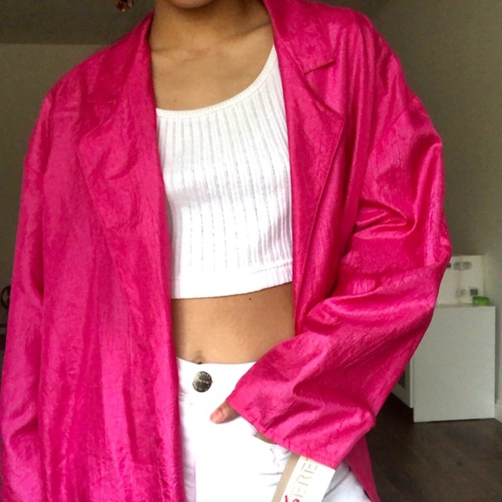 *🌈VINTAGE SEREI HOT PINK PLISSE BLAZER